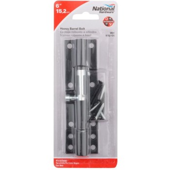 Barrel Bolt, Extra Heavy Black ~ 6"