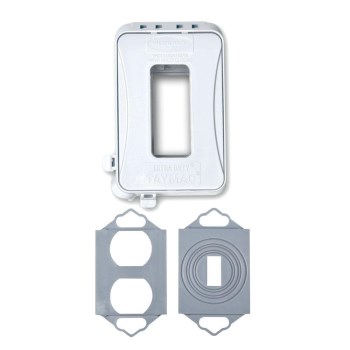 Hubbell Weatherproof Outlet Cover, White - 1 Gang