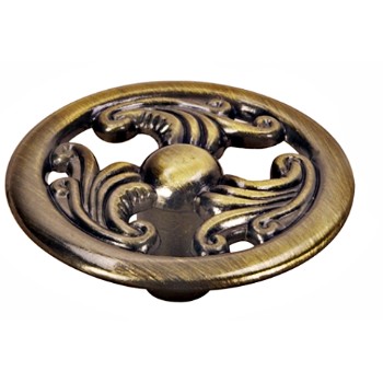 Filigree Design Cabinet Knob, Antique Brass ~ 1 1/2"