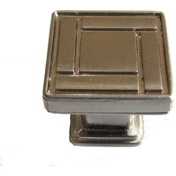 Geometric Square Knob, Satin nickel ~ 1-3/8"