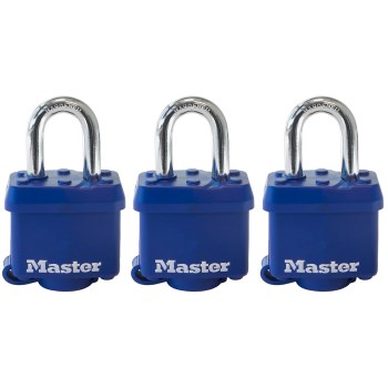 Covered Laminated Steel Padlock, 3pk