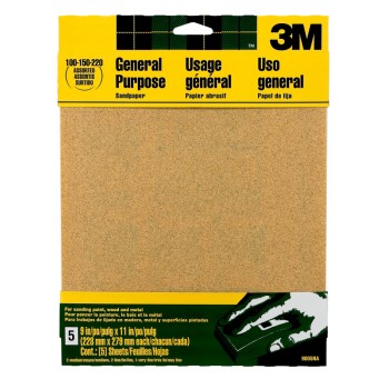 3M 051144090051 Aluminum Oxide Sandpaper, Assorted Grits ~ 9 x 11 inches