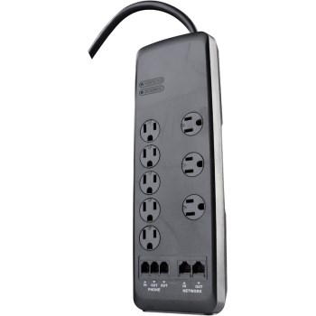 Coleman Cable 41619 Woods Brand 8 Outlet Cable-Phone-Network Media Surge Protector w/6 Cord