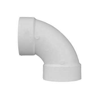 PVC DWV 90-Degree Elbow, Hub x Hub - 4"