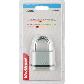 Kwikset Combination Padlock, Chrome - 2" Body, 1" Shackle