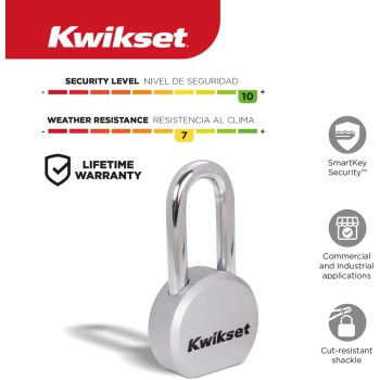 Kwikset SmartKey Padlock - 2-1/2" Solid Steel, 2" Shackle