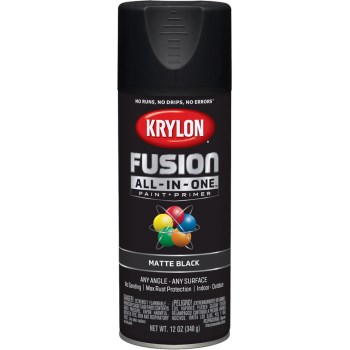 Fusion All-In-One Paint + Primer,  Black Matte ~ 12 oz Aerosol