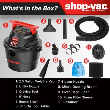 Shop-Vac Wet/Dry Vacuum - 2.5 Gal, 2.5 Peak HP