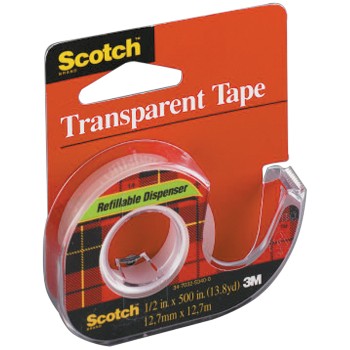 3M 02120001030 Scotch Tape - Clear - 0.5 x 450 inch