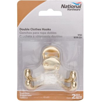 Brass Double Clothes Hook, Visual Pack 163 