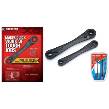 Apextool Cx6dbm2 Crescent Double Box End Ratcheting 4-in-1 Wrench Set