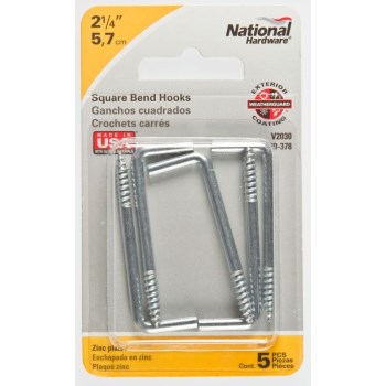 Zinc Square Bend Hook, Visual Pack 2030 #108 