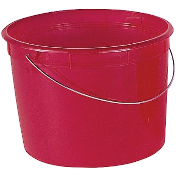 Plastic Spring-Form Pail w/Handle, Red ~  5 Quart