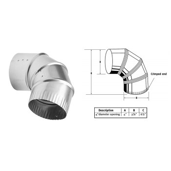 Deflect-O DE904 Aluminium Vent Elbow ~ 4"