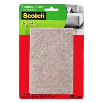 Scotch™   Rectangle Felt Pads, Beige ~ 4" x 6"