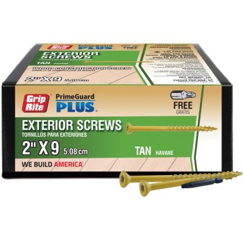 Grip-Rite Exterior Screw, Tan - #9 x 2", 1 Lb