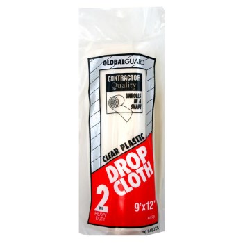 Premier Clear Plastic Drop Cloth - 9 Ft x 12 Ft, 2 Mil