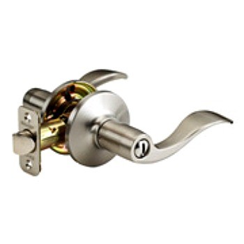 Wave Series,  Lever Style, Privacy Lock - Satin Nickel