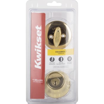 Single Cylinder Deadbolt - Pin and Tumbler, Polished Brass