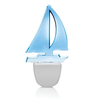 Night Light,  Sailboat Design ~ White Base w/Blue LED 