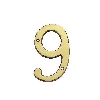 Solid Brass/Pb #9 House Number, Visual Pack 1902 6 inches