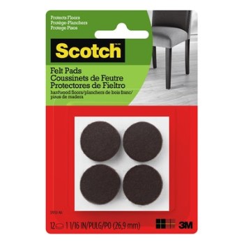 3M SP850-NA Round Felt Pads,12 pk ~ 1-1/16"