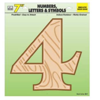 House Number 4, Simulated Wood 7 inch