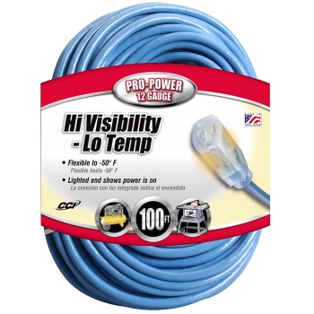 Indoor/Outdoor 12/3  Extension Cord, Blue ~ 100 Ft