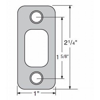 Kwikset Round Corner Deadbolt Strike, Polished Brass - 1" x 2-1/4"