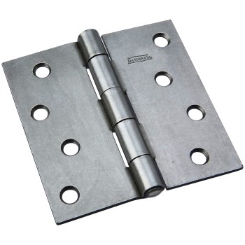 Non-Removable Pin Door Hinge, Plain Steel  ~ 4" x 4"