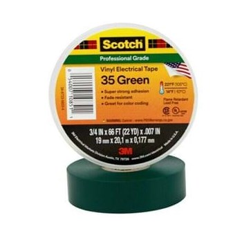 Scotch Vinyl Electrical Tape, Green ~ 3/4" x 66'