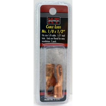 K-T Industries Copper Cable Lug - 1/0 Gauge x 1/2" Stud, 2pk