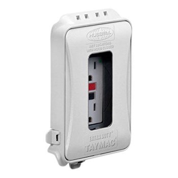 Hubbell Weatherproof Outlet Cover, White - 1 Gang
