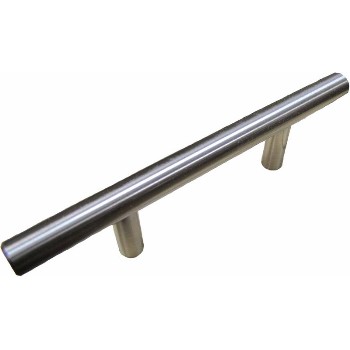 Round Bar Pull, Satin Nickel Finish  ~ 3" CTC