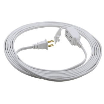 Indoor Extension Cord, White - 3-Outlet, 12 Ft