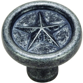 Texas Star Cabinet Knob, Antique Pewter 