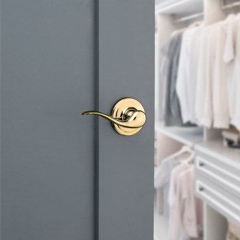 Kwikset Tustin Half Dummy Lever, Polished Brass - Right Hand
