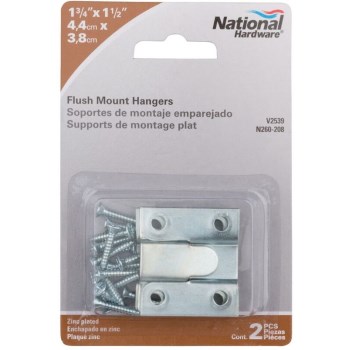 Flush Mount Hanger,  Zinc Plated ~ 1.75" x 1.5" ~ Pack of 2
