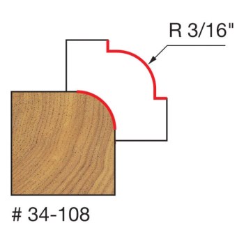 Rounding Over Router Bit - 3/16" Radius, 1/4" Shank