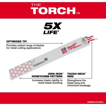Milwaukee Torch Carbide Sawzall Blade 5pk - 6", 10 TPI