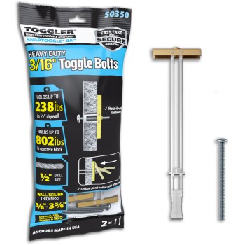 SnapToggle Heavy-Duty Toggle Bolt (2 pack)  3/16"-24 x 2"