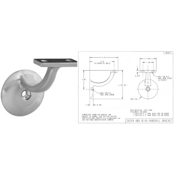 Contemporary Design Handrail Bracket, Satin Nickel Finish