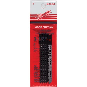 Milwaukee U-Shank HCS Jigsaw Blade - 3-1/8" x 8 TPI, 5pk