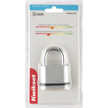 Kwikset Combination Padlock, Chrome - 2" Body, 1" Shackle
