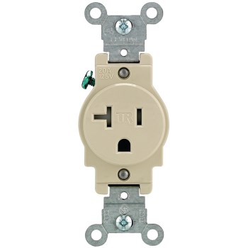 Tamper-Resistant Single Outlet, Ivory - 20A