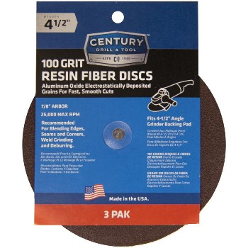 Century Drill & Tool   75003 3pk 4-1/2in. 100g Snd Disc