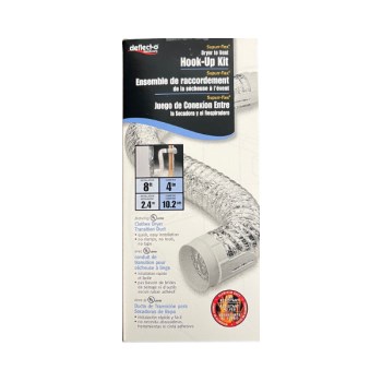 Dryer to Vent Hook Up Kit, White - 4" x 8'