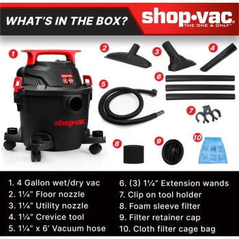 Shop-Vac Wet/Dry Vacuum - 4 Gal, 4.5 Peak HP