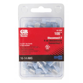Gardner Bender Fully Insulated Female Disconnect, Blue - 16-14 AWG, 100pk