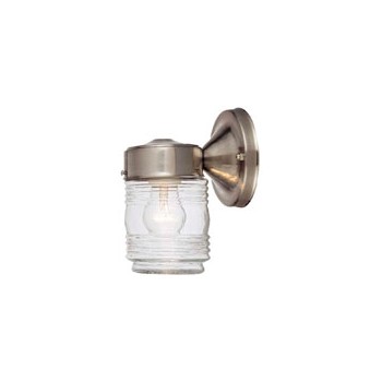 Hardware House  544692 Outdoor Light Fixture, Jelly Jar Satin Nickel 